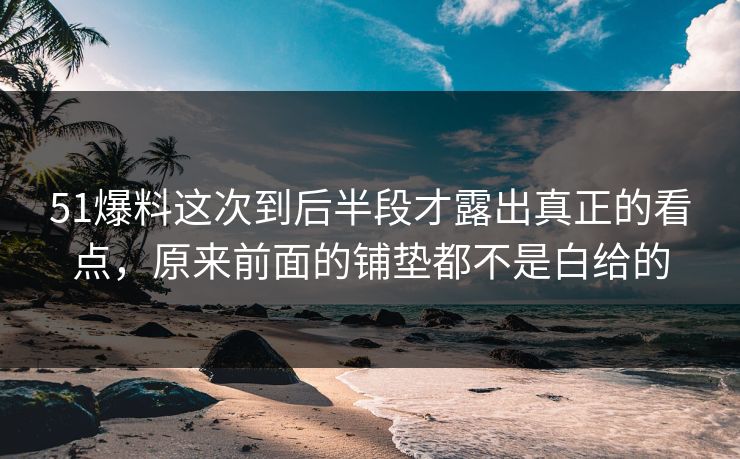 51爆料这次到后半段才露出真正的看点，原来前面的铺垫都不是白给的  第1张
