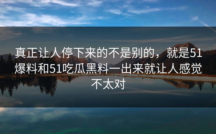 真正让人停下来的不是别的，就是51爆料和51吃瓜黑料一出来就让人感觉不太对  第1张