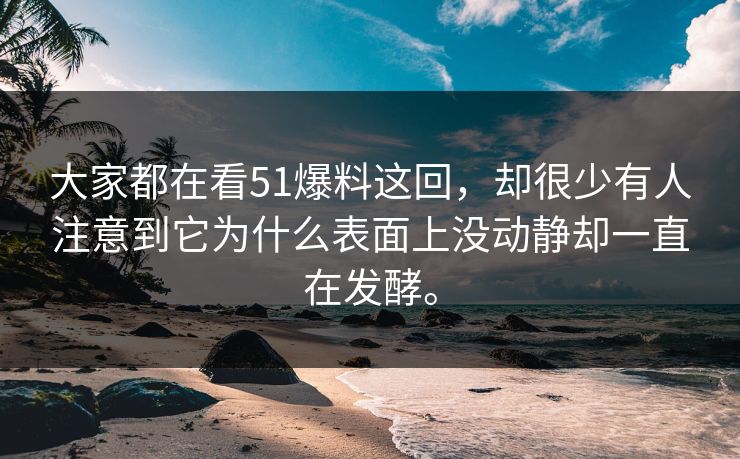 大家都在看51爆料这回，却很少有人注意到它为什么表面上没动静却一直在发酵。  第1张