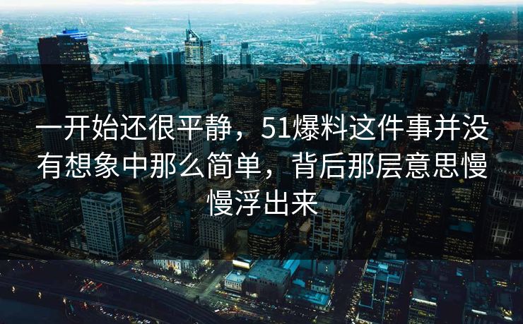 一开始还很平静，51爆料这件事并没有想象中那么简单，背后那层意思慢慢浮出来  第1张