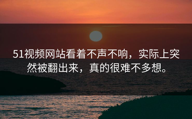 51视频网站看着不声不响，实际上突然被翻出来，真的很难不多想。  第1张