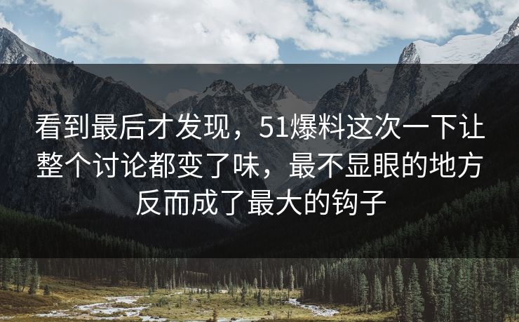 看到最后才发现，51爆料这次一下让整个讨论都变了味，最不显眼的地方反而成了最大的钩子  第1张