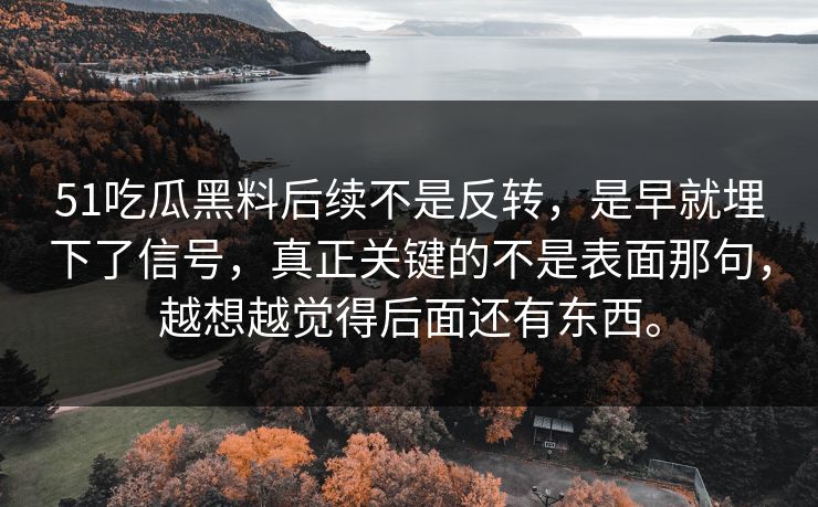 51吃瓜黑料后续不是反转，是早就埋下了信号，真正关键的不是表面那句，越想越觉得后面还有东西。  第1张