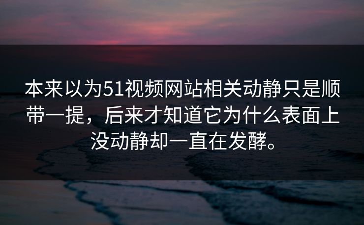 本来以为51视频网站相关动静只是顺带一提，后来才知道它为什么表面上没动静却一直在发酵。  第1张