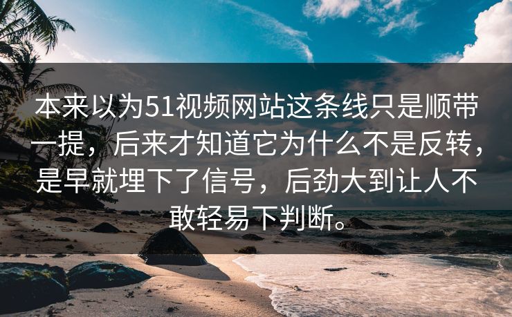 本来以为51视频网站这条线只是顺带一提，后来才知道它为什么不是反转，是早就埋下了信号，后劲大到让人不敢轻易下判断。  第1张