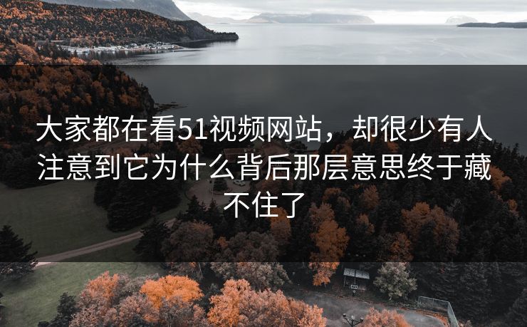 大家都在看51视频网站，却很少有人注意到它为什么背后那层意思终于藏不住了  第1张