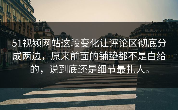 51视频网站这段变化让评论区彻底分成两边，原来前面的铺垫都不是白给的，说到底还是细节最扎人。